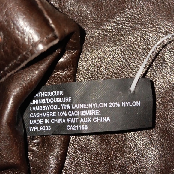 Express brown leather cashmere lambswool lined gloves NWT - Picture 5 of 6